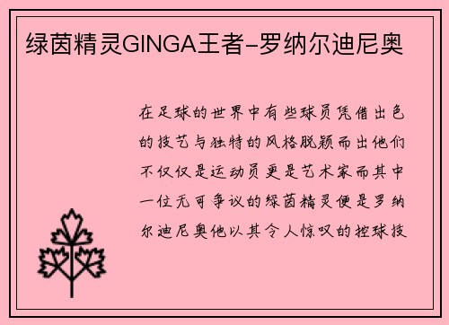 绿茵精灵GINGA王者-罗纳尔迪尼奥